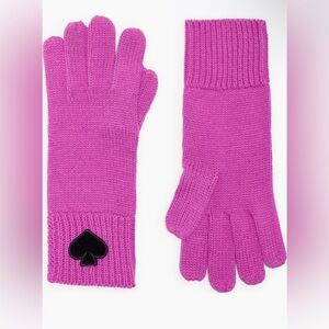 Kate Spade Pink Knit Gloves with Black Spade Logo